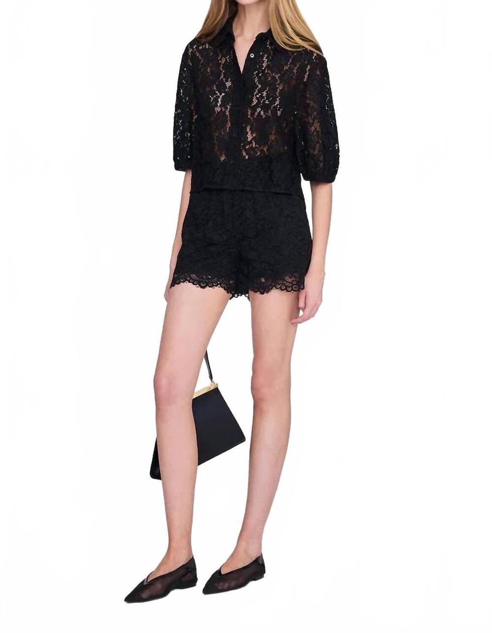 NEW ANINE BING kam lace short in black